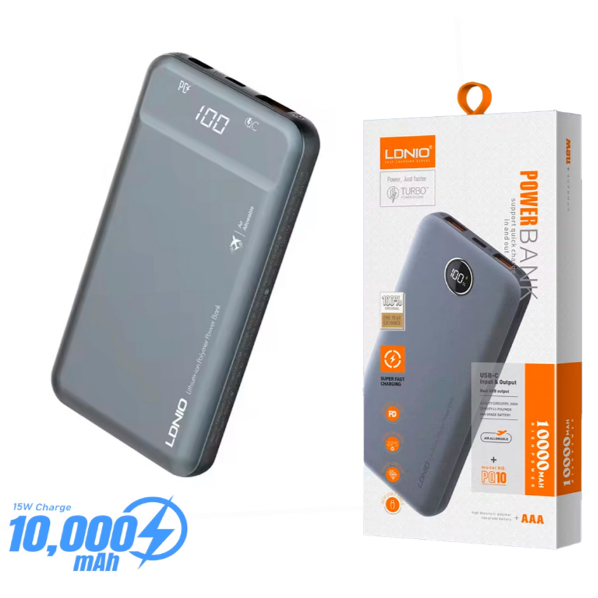 POWER BANK LDNIO PQ10 10000 RAPIDO DISEÑO ULTRAFINO - 1