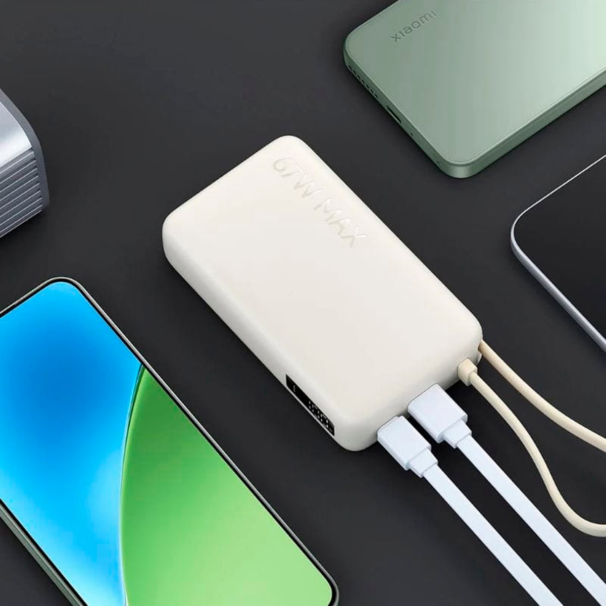 XIAOMI POWER BANK 10000 (67W) CON CABLE INTEGRADO - BEIGE - 4