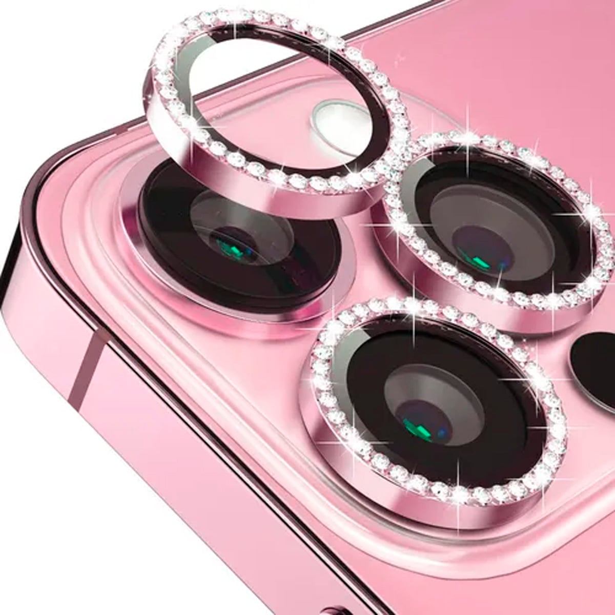 PROTECTOR DE LENTE DIAMANTE METAL IPHONE 17 PRO MAX - ROSADO - 1