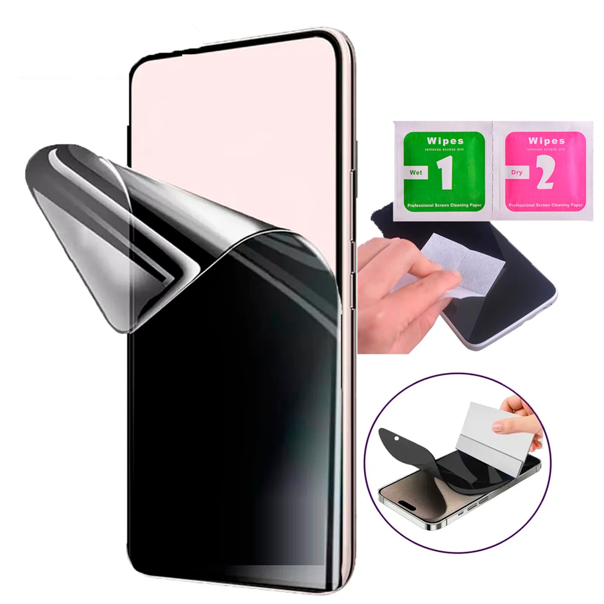 LAMINA DE HIDROGEL MATE ANTIESPIA IPHONE 15 - 1