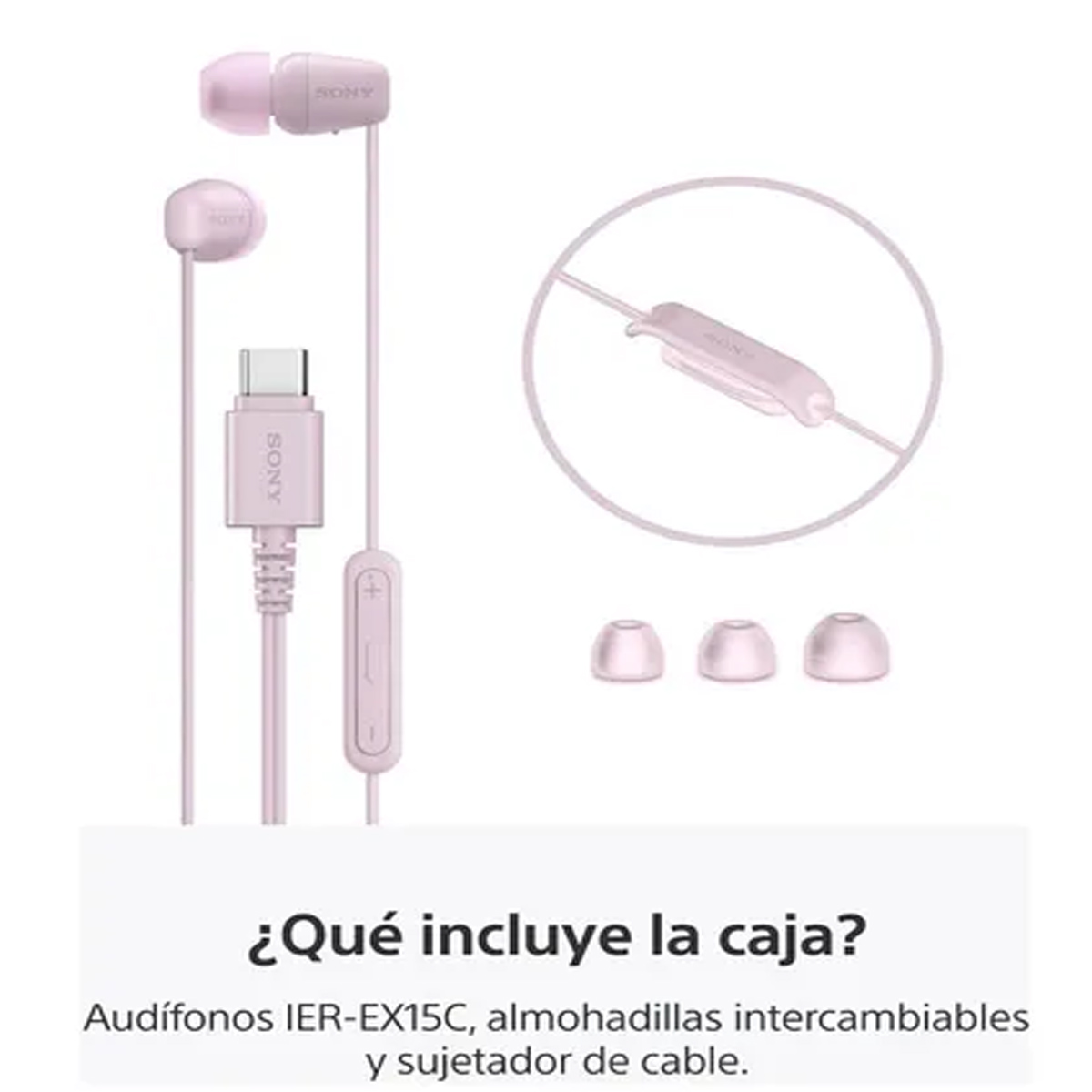 AUDÍFONOS INTERNOS USB-C CON CABLE IER-EX15C - ROSA - 3