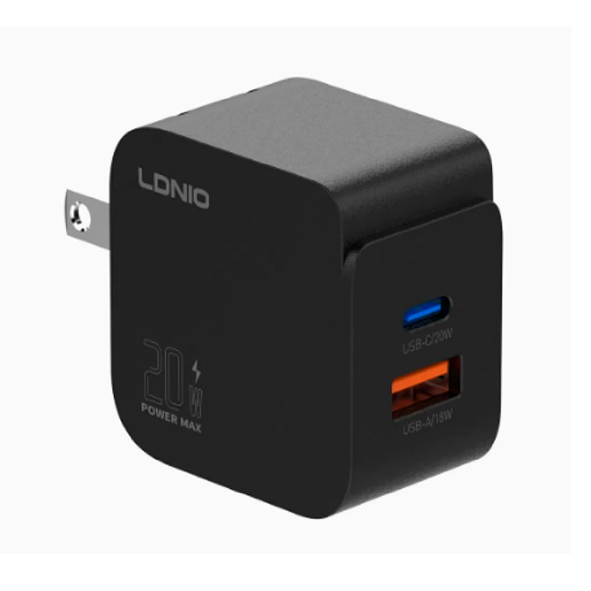 ADAPTADOR LDNIO Q1 FAST CHARGER 20W 2 PUERTOS USB Y USB-C NEGRO - 1
