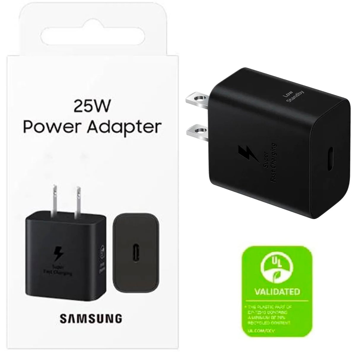 CUBO ADAPTADOR DE PARED 25W GAN  NEGRO - 2