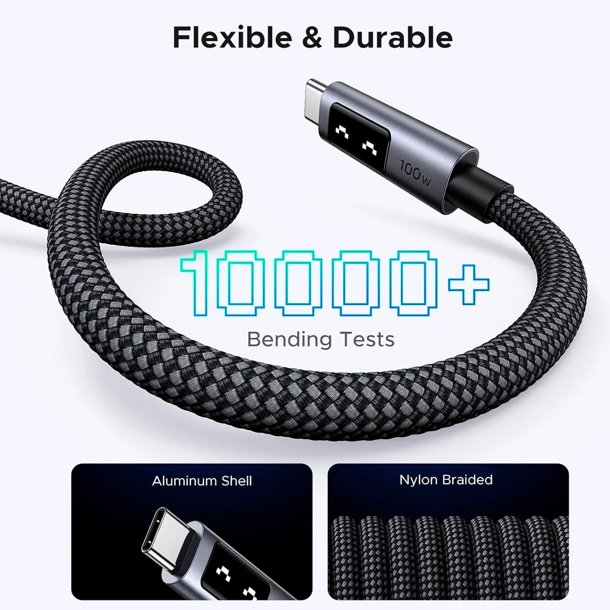 CABLE UGREEN L509 USB-C A USB-C 1M 100W CON PANTALLA - 4