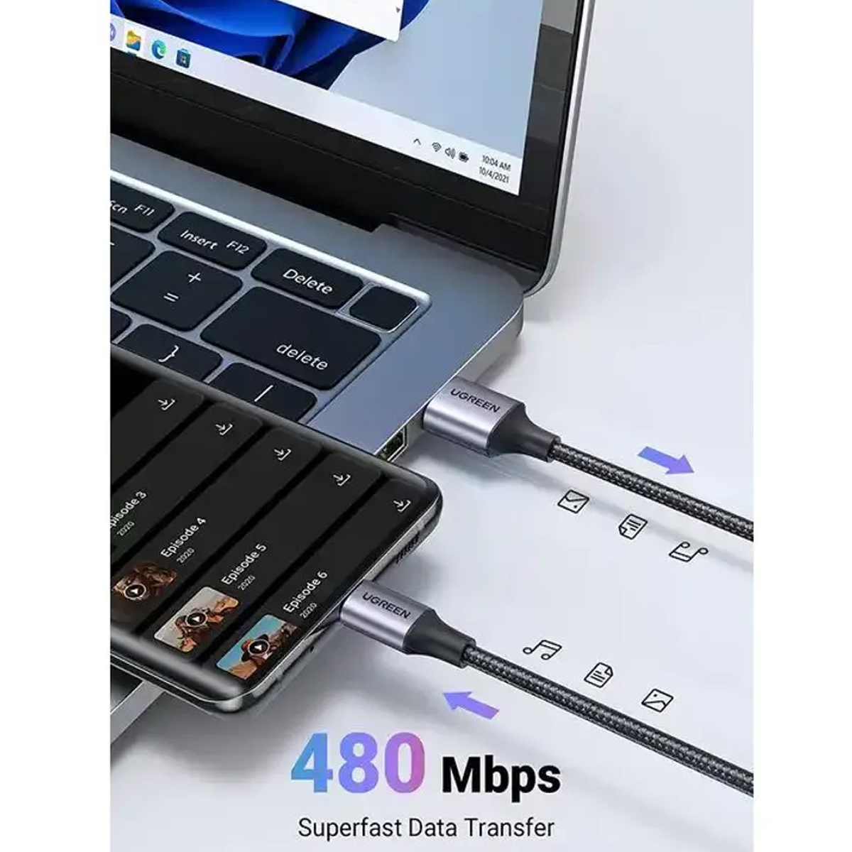 CABLE DE CARGA RÁPIDA USB-A A USB-C 2M UGREEN US288 GRIS - 2