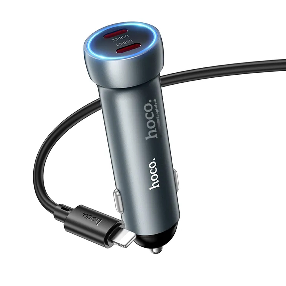 CARGADOR DE AUTO HOCO Z54B TIPO-C A LIGHTNING 2USB-C DE 60W PD - 2
