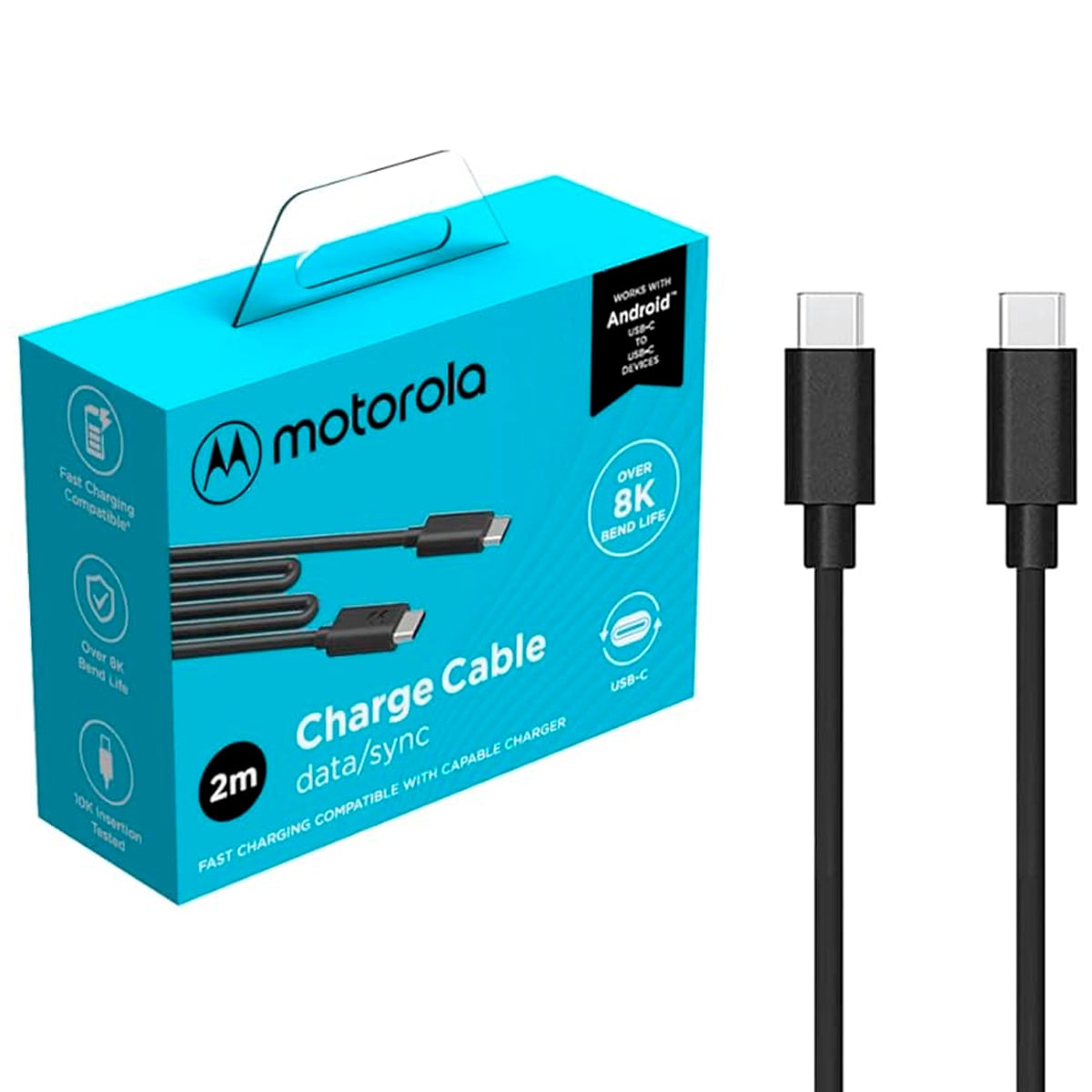 CABLE MOTOROLA TIPO-C A TIPO-C DE CARGA RÁPIDA 2 METROS - 1