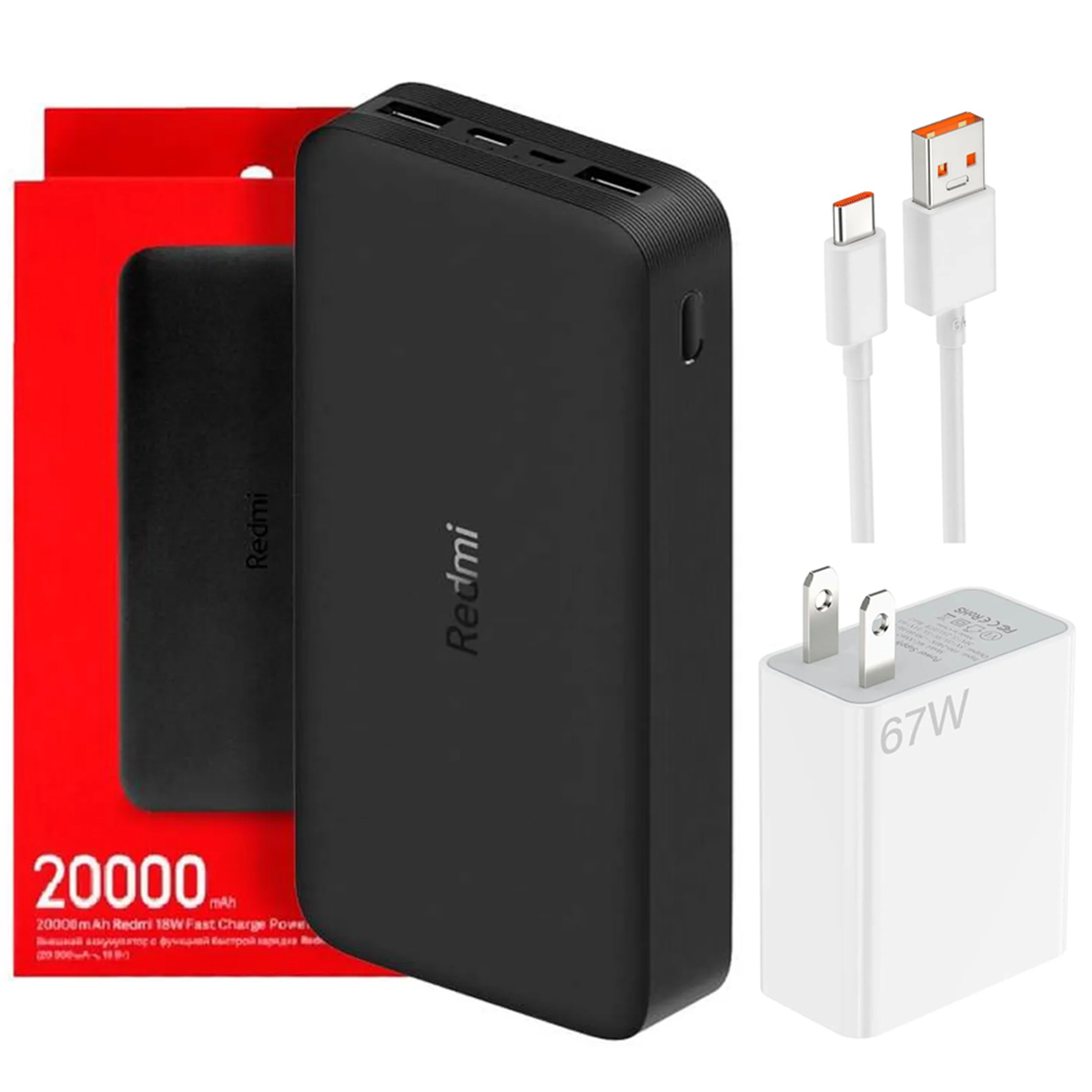 XIAOMI POWER BANK 20000 MAH 18W + CARGADOR XIAOMI 67W - 1