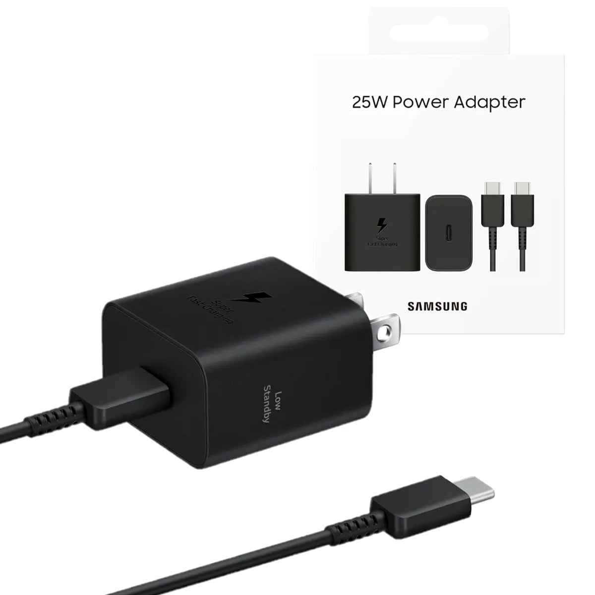 CARGADOR SAMSUNG 25 WATTS CON CABLE C A C NEGRO - 2