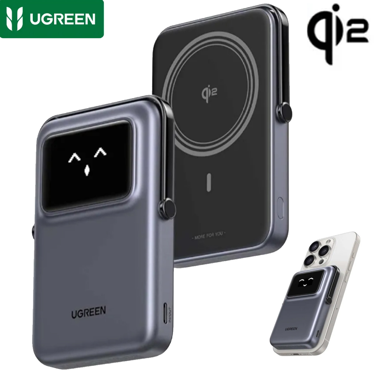 BATERÍA MAGNÉTICA EXTERNA UGREEN 10000 PB764 MAG-GO 20W QI2 (45329) GRIS - 1