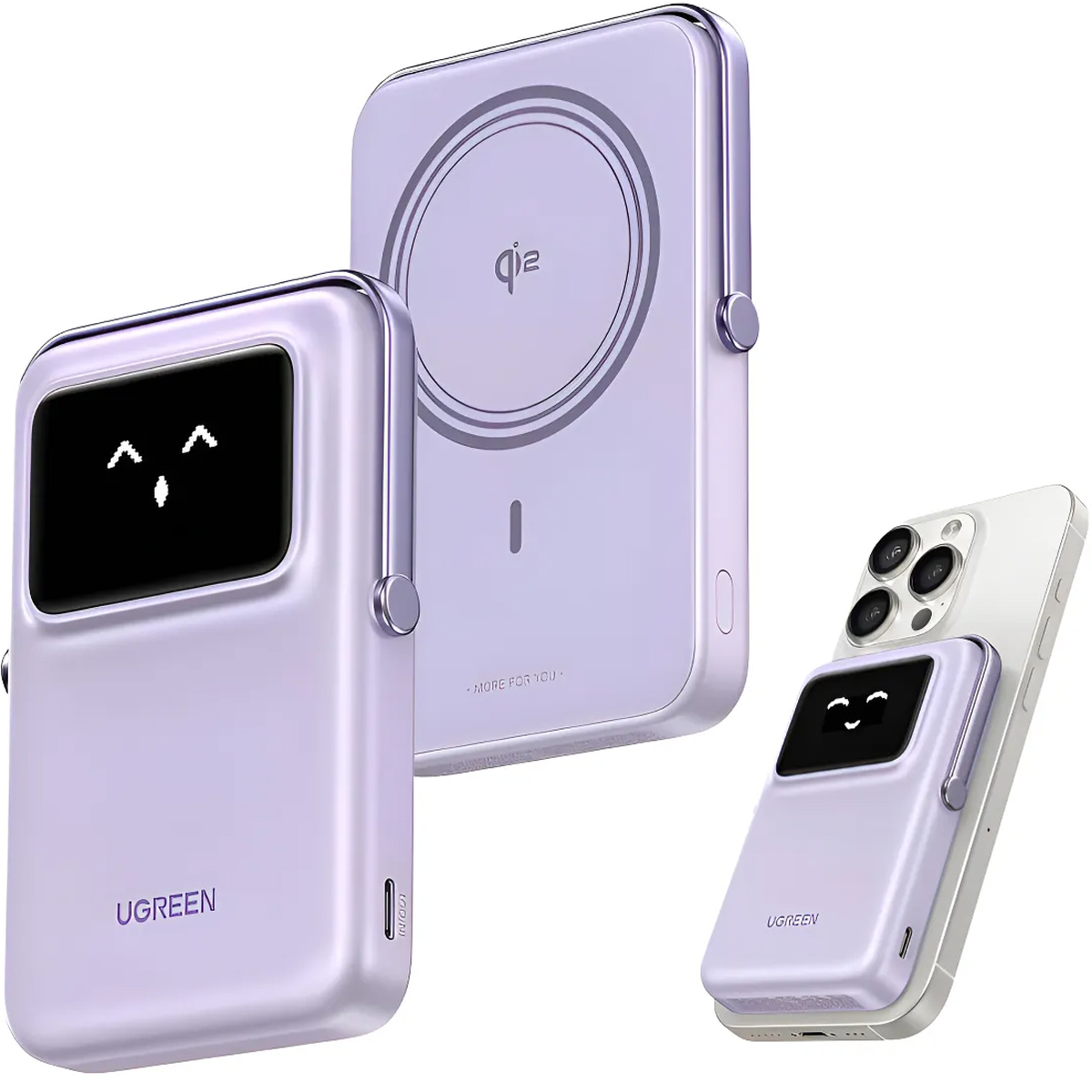 POWER BANK UGREEN PB764 (45337) UNO 10000MAH QI2 MINI 20W - LILA - 3