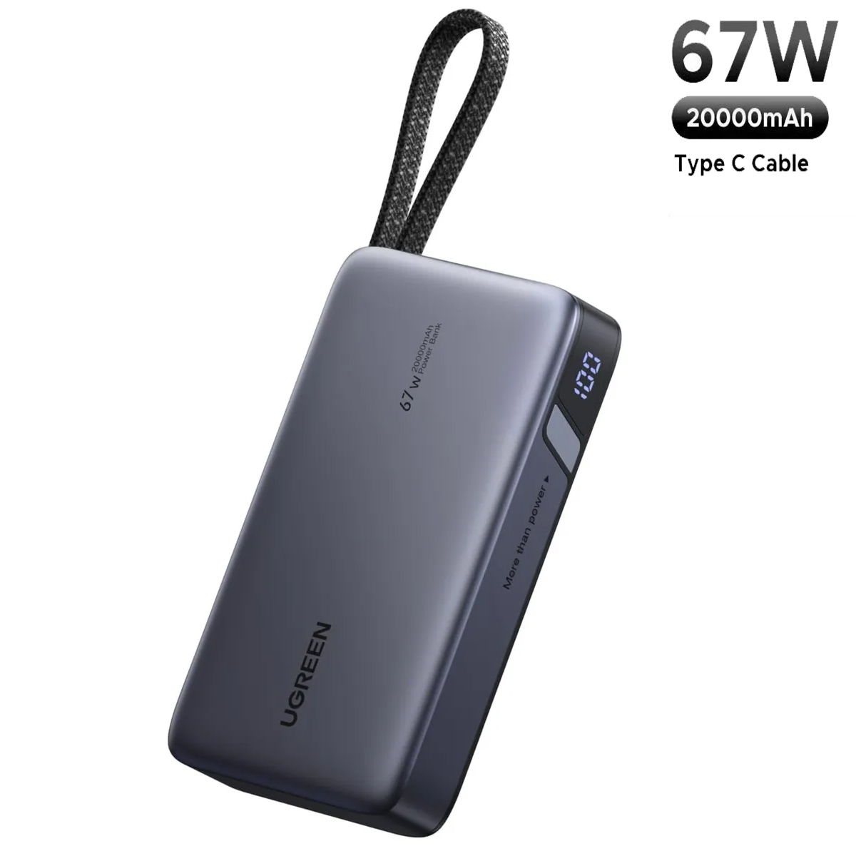 BATERÍA PORTÁTIL POWER BANK UGREEN 20000MAH 67W PB550 CON CABLE TIPO C - 1