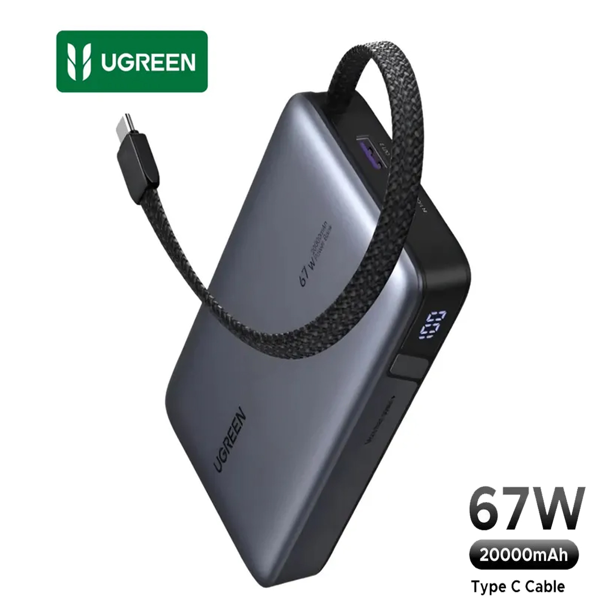 BATERÍA PORTÁTIL POWER BANK UGREEN 20000MAH 67W PB550 CON CABLE TIPO C - 2