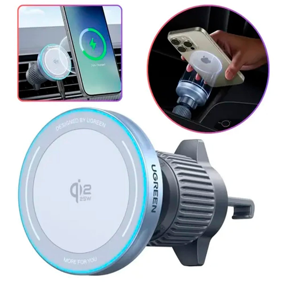 CARGADOR INALÁMBRICO AUTO UGREEN MAGFLOW 25W QI2 W758 - 2