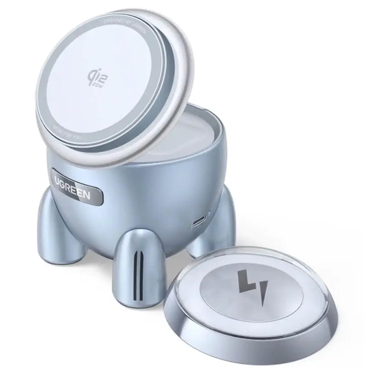 CARGADOR INALÁMBRICO UGREEN UNO QI2 25W MAGSAFE 2 EN 1 W713 65300 - 4
