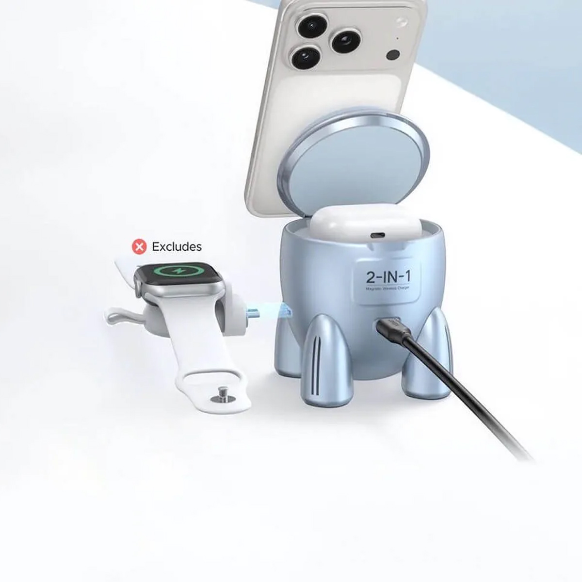 CARGADOR INALÁMBRICO UGREEN UNO QI2 25W MAGSAFE 2 EN 1 W713 65300 - 6