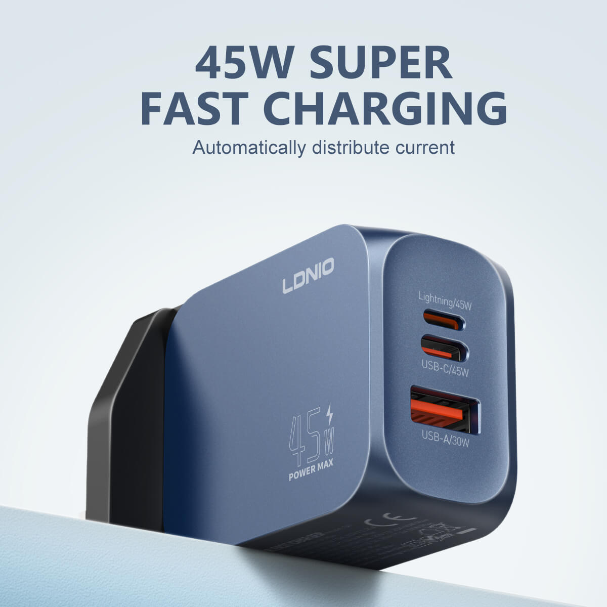 CARGADOR LDNIO 45W GAN SUPER FAST CHARGER CON CABLE INCLUIDO TIPO-C - 6