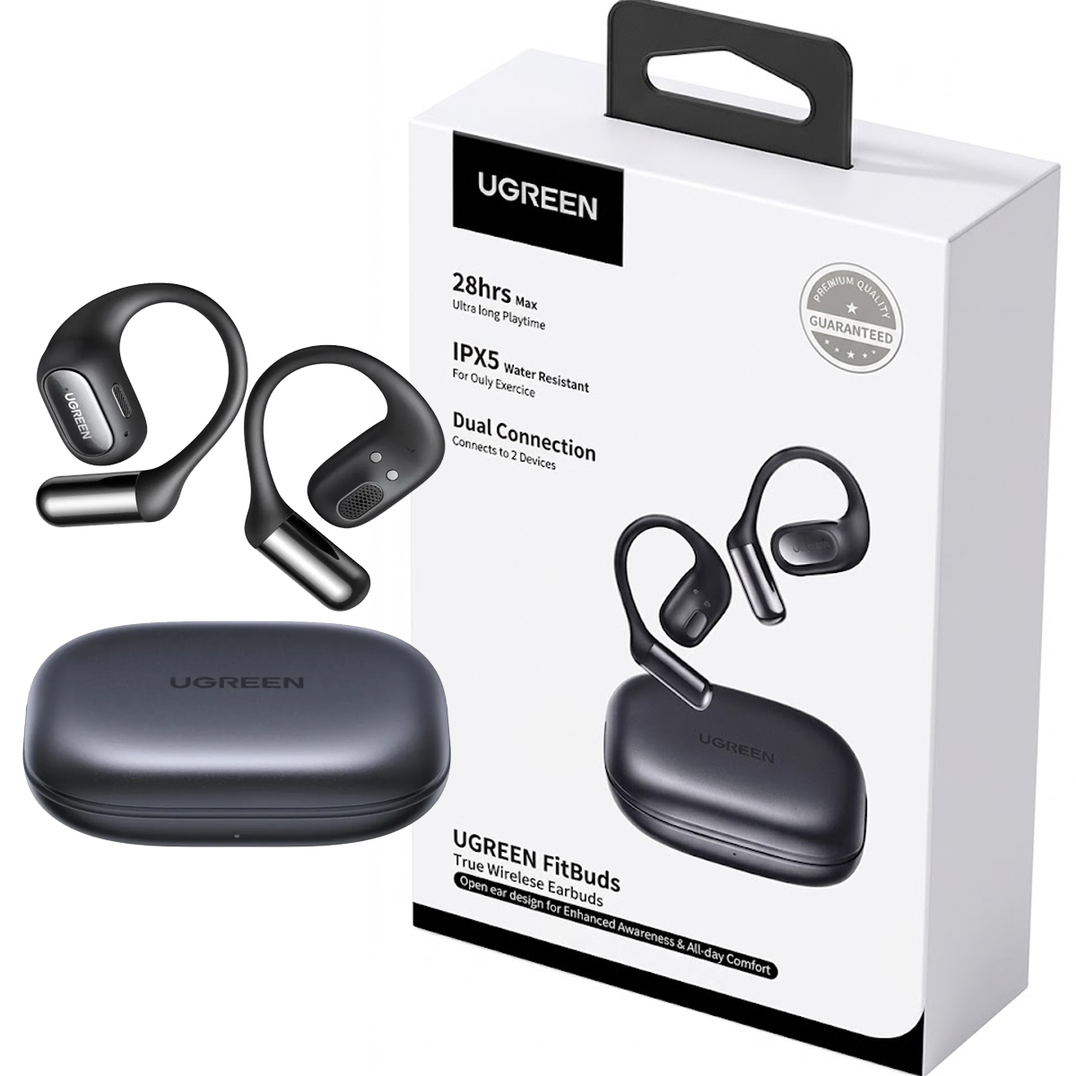 AUDIFONOS DEPORTIVOS UGREEN FITBUDS WS213 GANCHO OPEN EAR NEGRO - 7