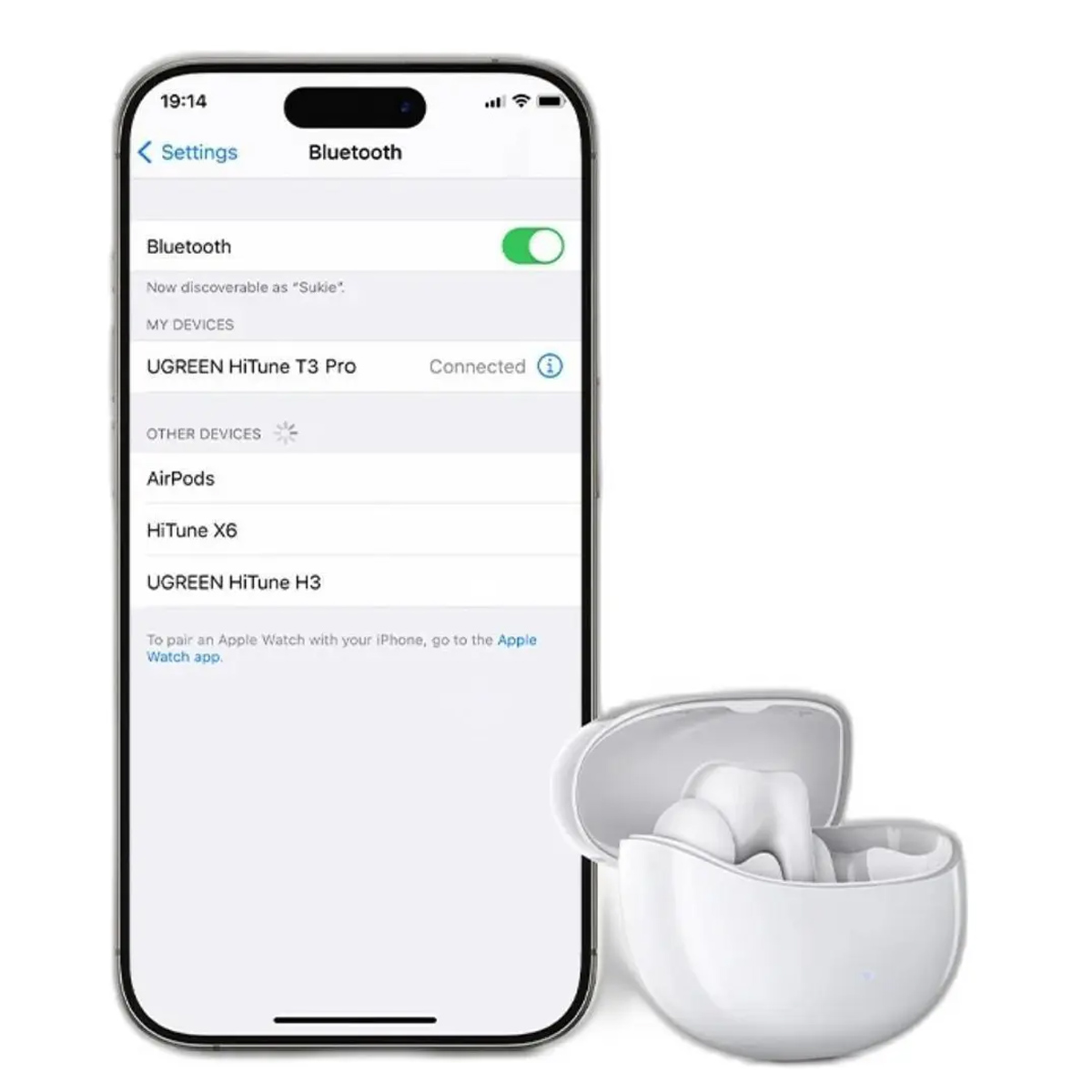 AUDIFONOS UGREEN T3 PRO WS206 BLUETOOTH CANCELACIÓN RUIDO - BLANCO - 4