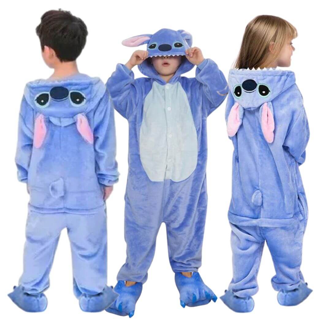 PIJAMA STITCH AZUL DISFRAZ PELUCHE - TALLAS 4 HASTA 14 - 1