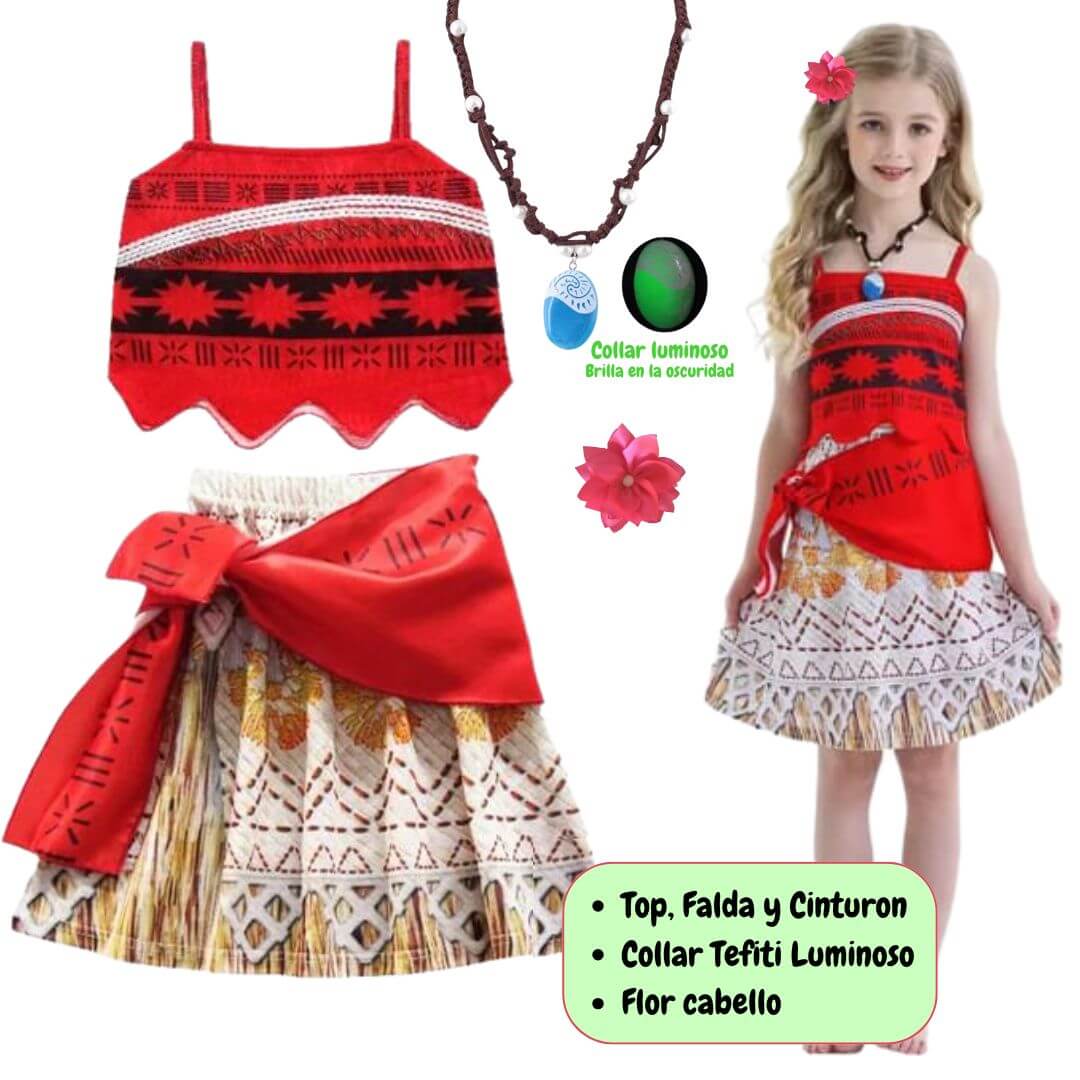 DISFRAZ ALGODÓN NIÑA ROJO MOANA VESTIDO - 1