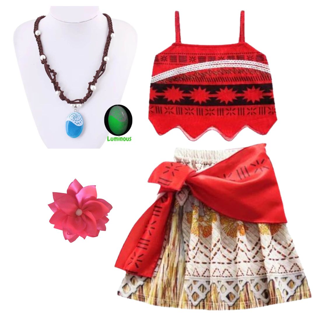 DISFRAZ ALGODÓN NIÑA ROJO MOANA VESTIDO - 2