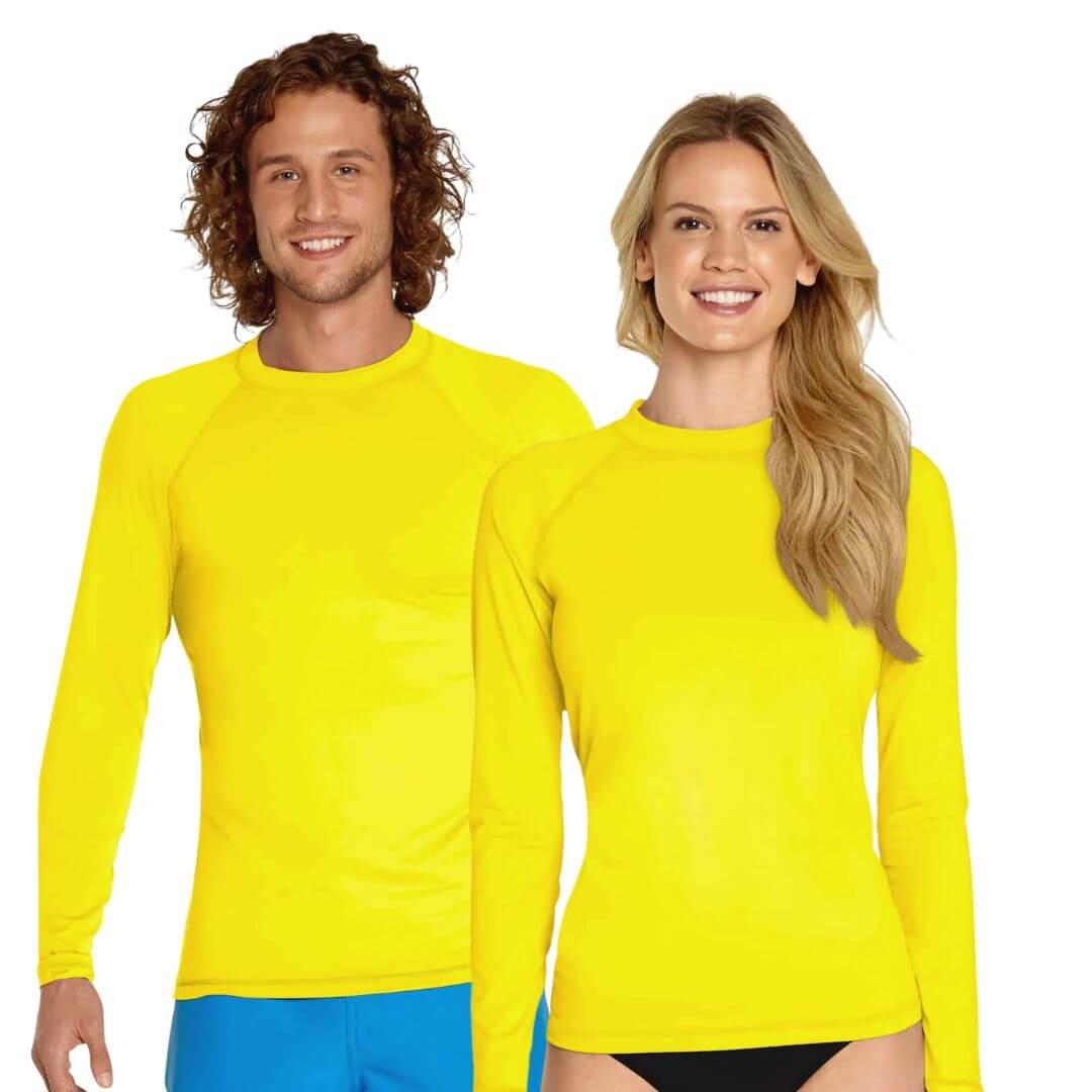 POLO NATACIÓN LICRA UNISEX AMARILLO PROTECCION UV - 1