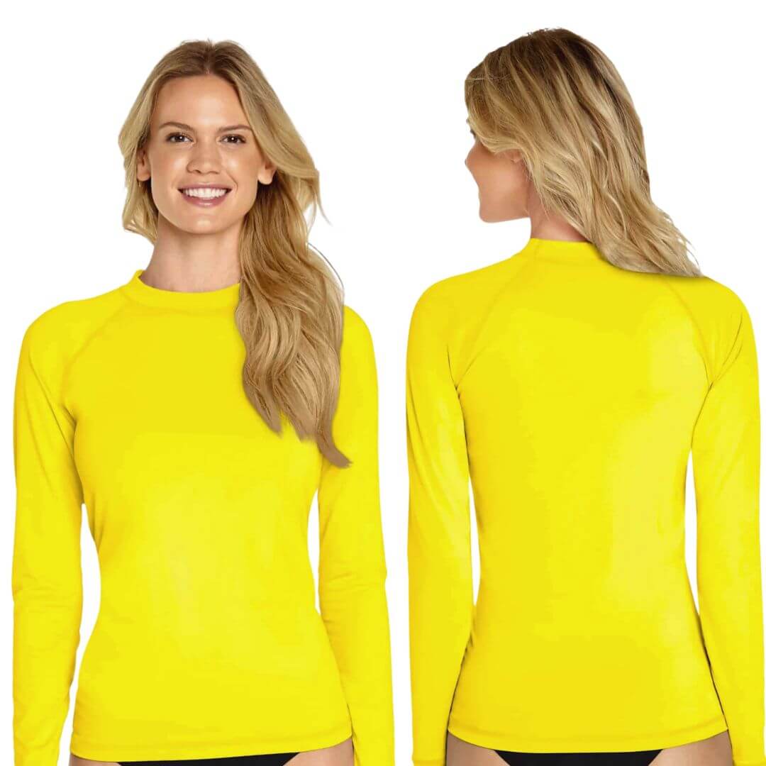 POLO NATACIÓN LICRA UNISEX AMARILLO PROTECCION UV - 2