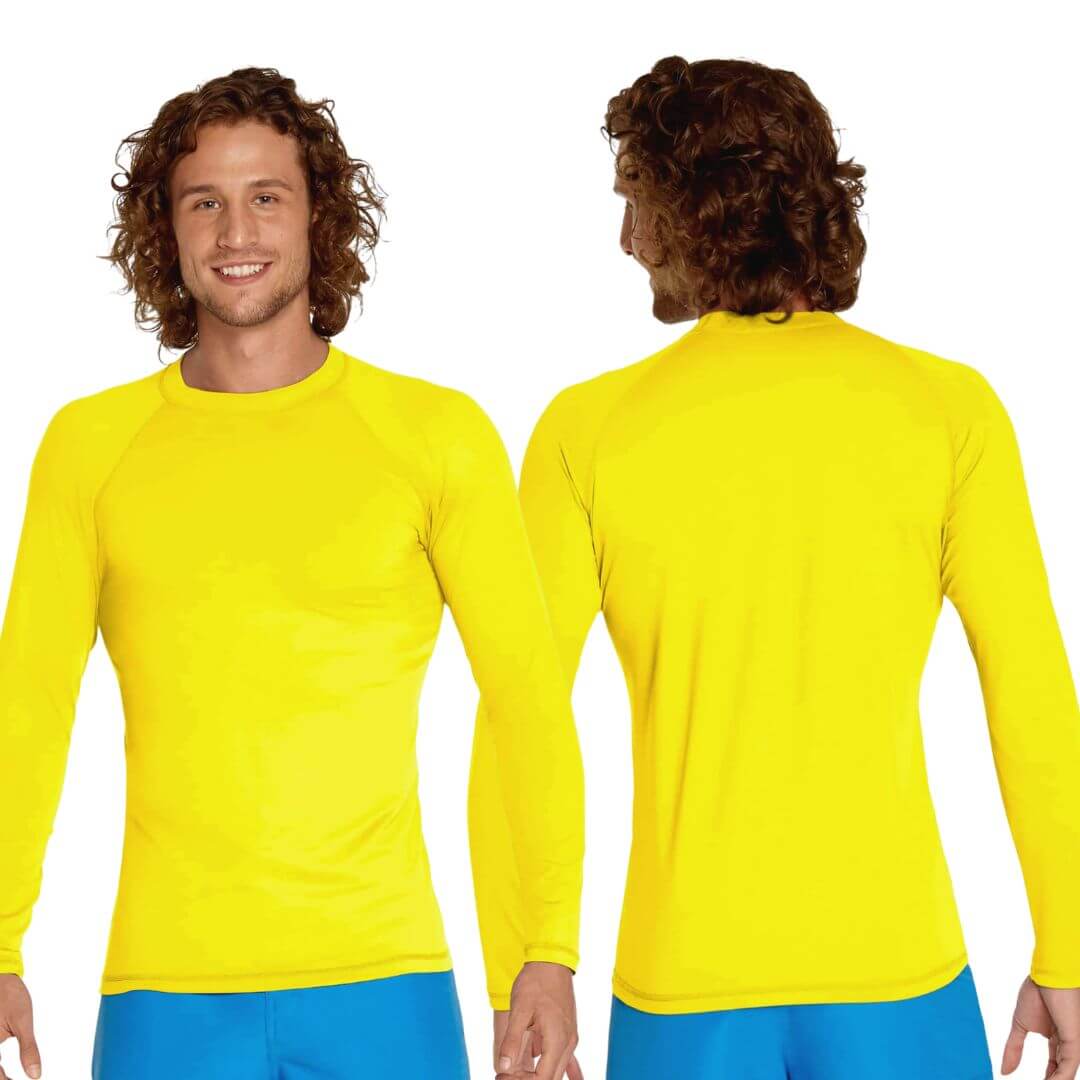 POLO NATACIÓN LICRA UNISEX AMARILLO PROTECCION UV - 3