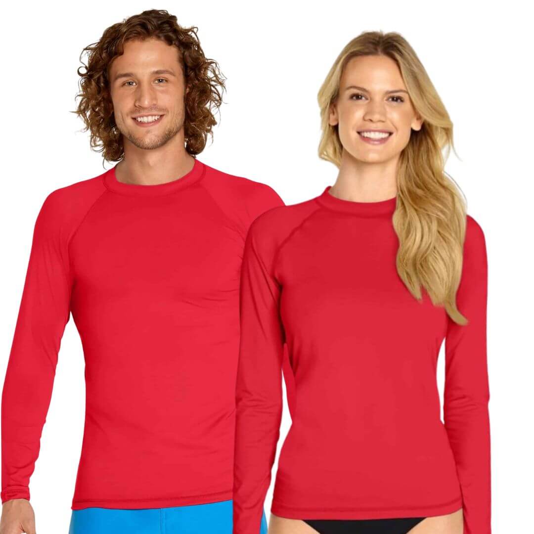 POLO NATACIÓN LICRA UNISEX ROJO PROTECCION UV - 1