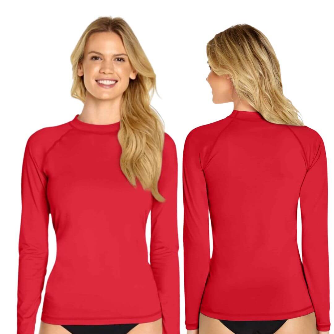 POLO NATACIÓN LICRA UNISEX ROJO PROTECCION UV - 2