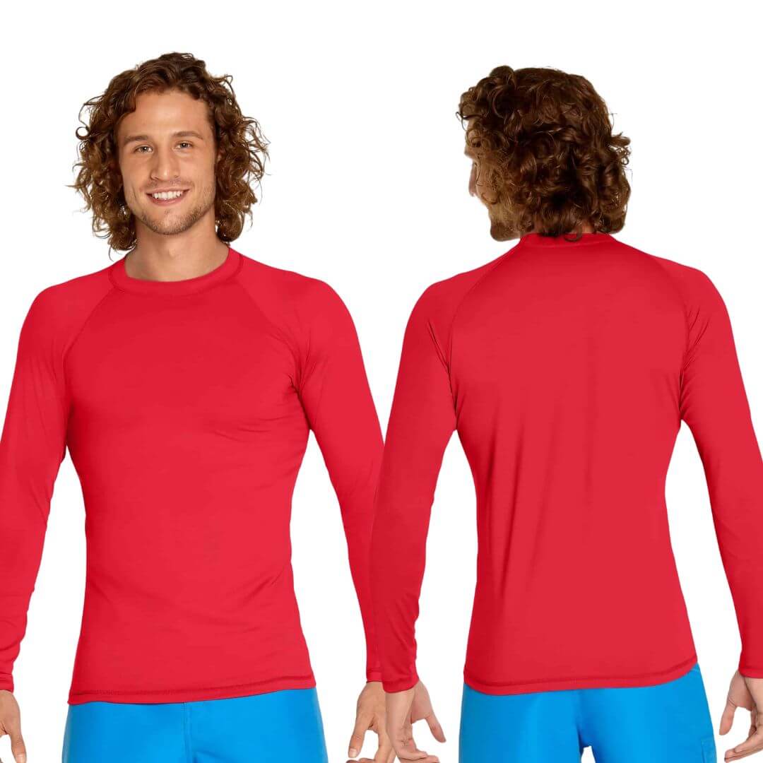 POLO NATACIÓN LICRA UNISEX ROJO PROTECCION UV - 3