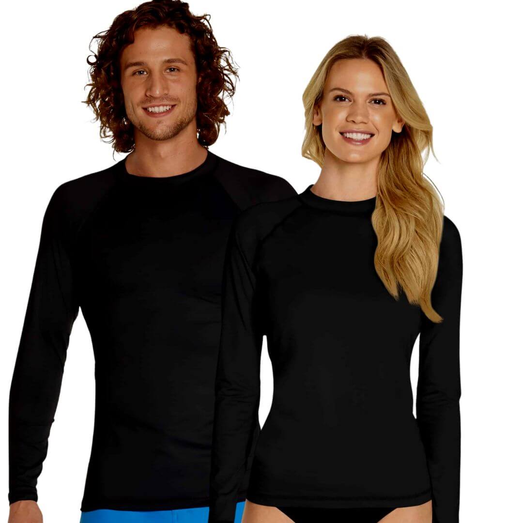 POLO NATACIÓN LICRA UNISEX NEGRO PROTECCION UV - 1
