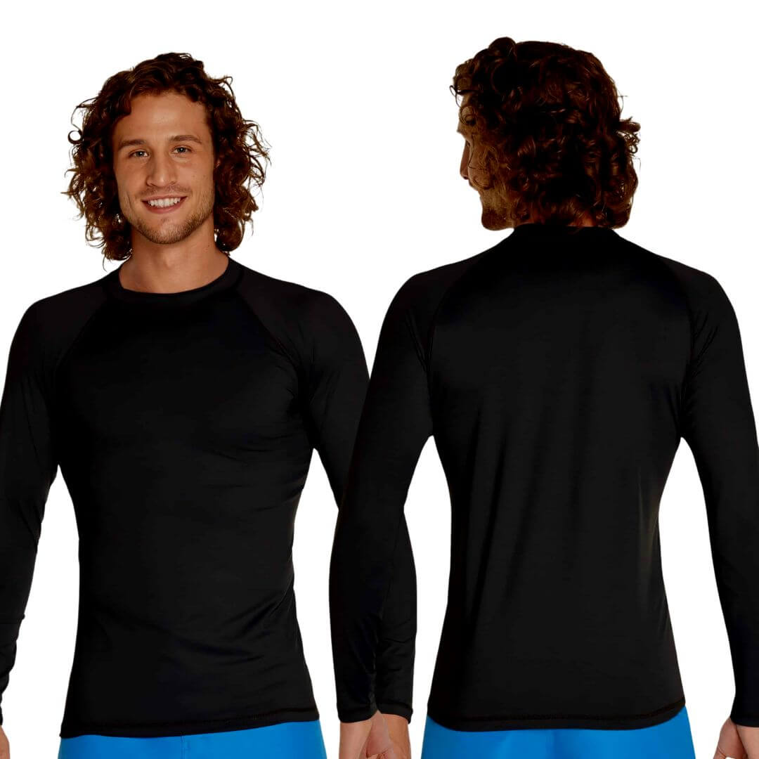 POLO NATACIÓN LICRA UNISEX NEGRO PROTECCION UV - 3