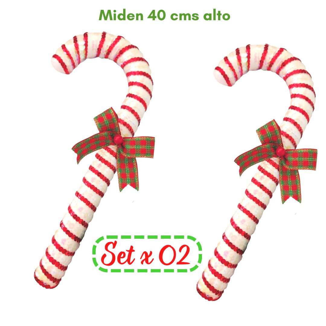 BASTONES NAVIDAD ADORNOS ARBOL (SET X 02) - MIDEN 35 CMS - 1