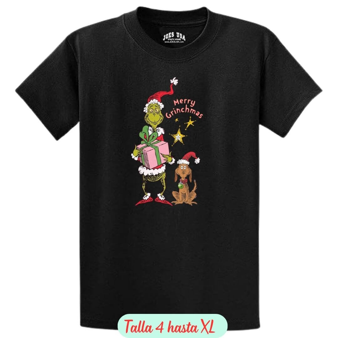 POLOS NAVIDAD NEGRO EL GRINCH POLO NAVIDEÑO - TALLAS 4 HASTA XL - 2