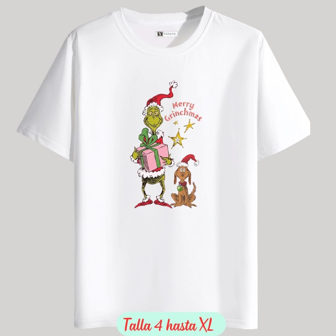 POLOS NAVIDAD BLANCO EL GRINCH POLO NAVIDEÑO - TALLAS 4 HASTA XL - 2