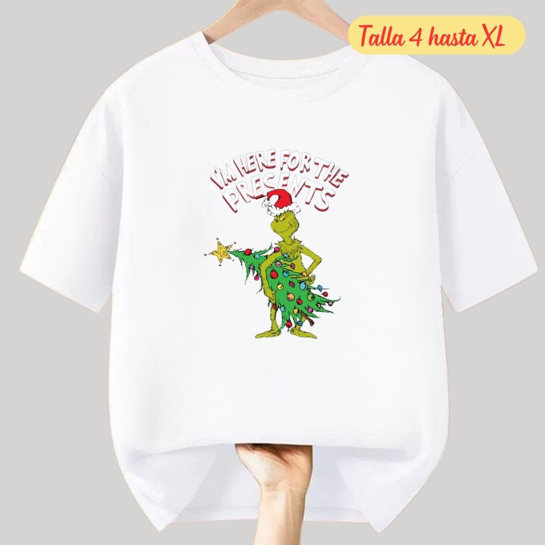 POLOS NAVIDAD EL GRINCH BLANCO POLO NAVIDEÑO - TALLAS 4 HASTA XL - 1