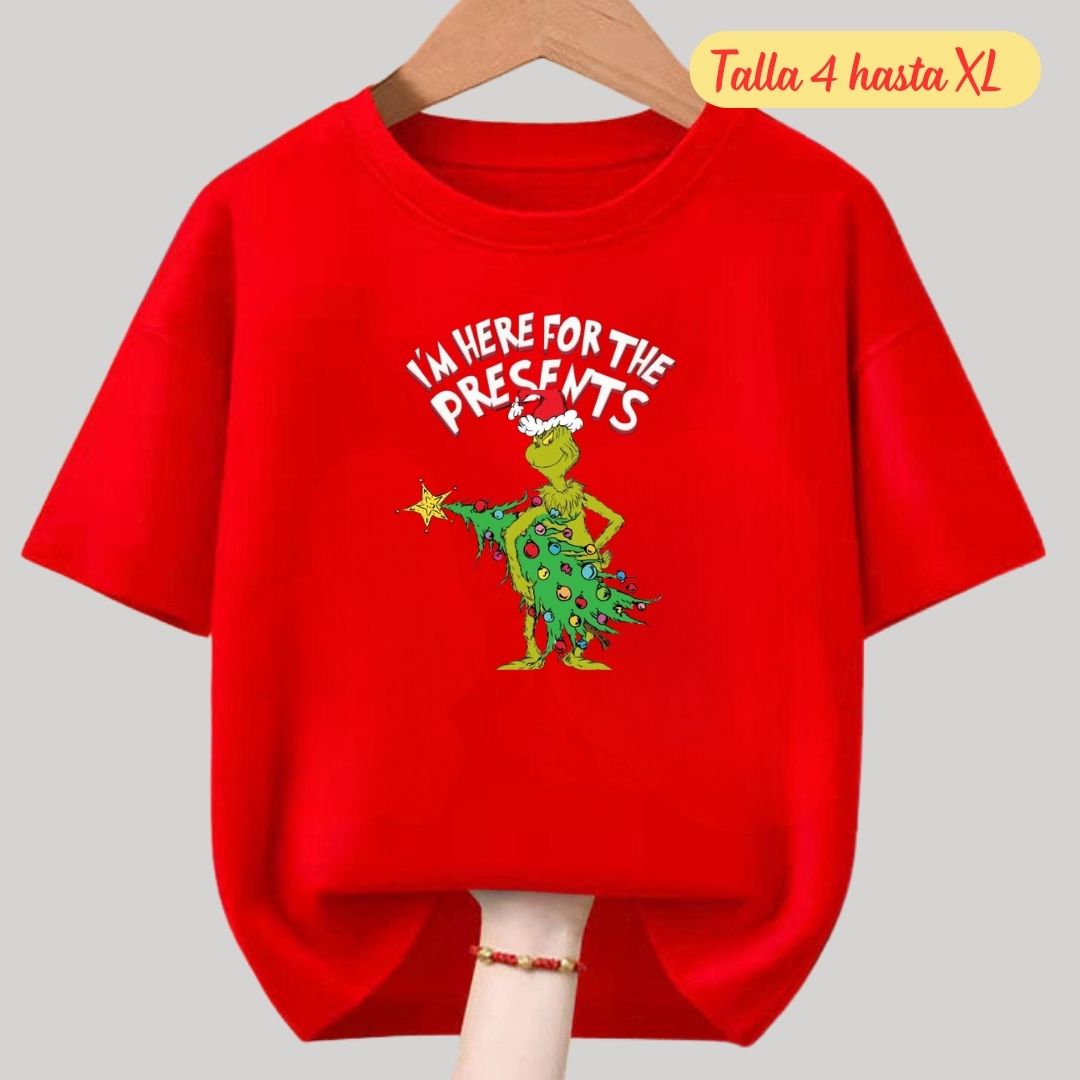 POLOS NAVIDAD EL GRINCH ROJO POLO NAVIDEÑO - TALLAS 4 HASTA XL - 1