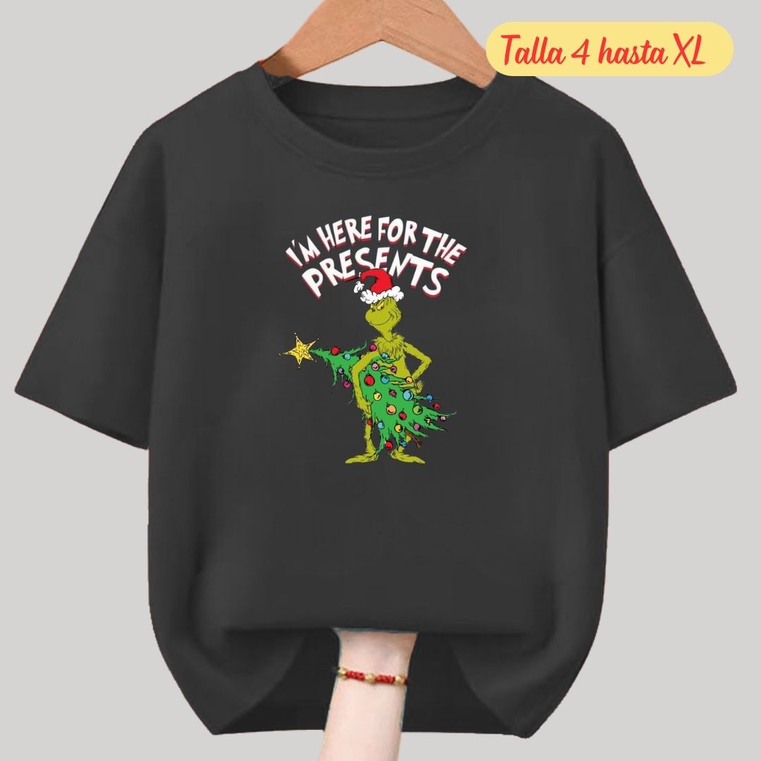 POLOS NAVIDAD EL GRINCH NEGRO POLO NAVIDEÑO - TALLAS 4 HASTA XL - 1