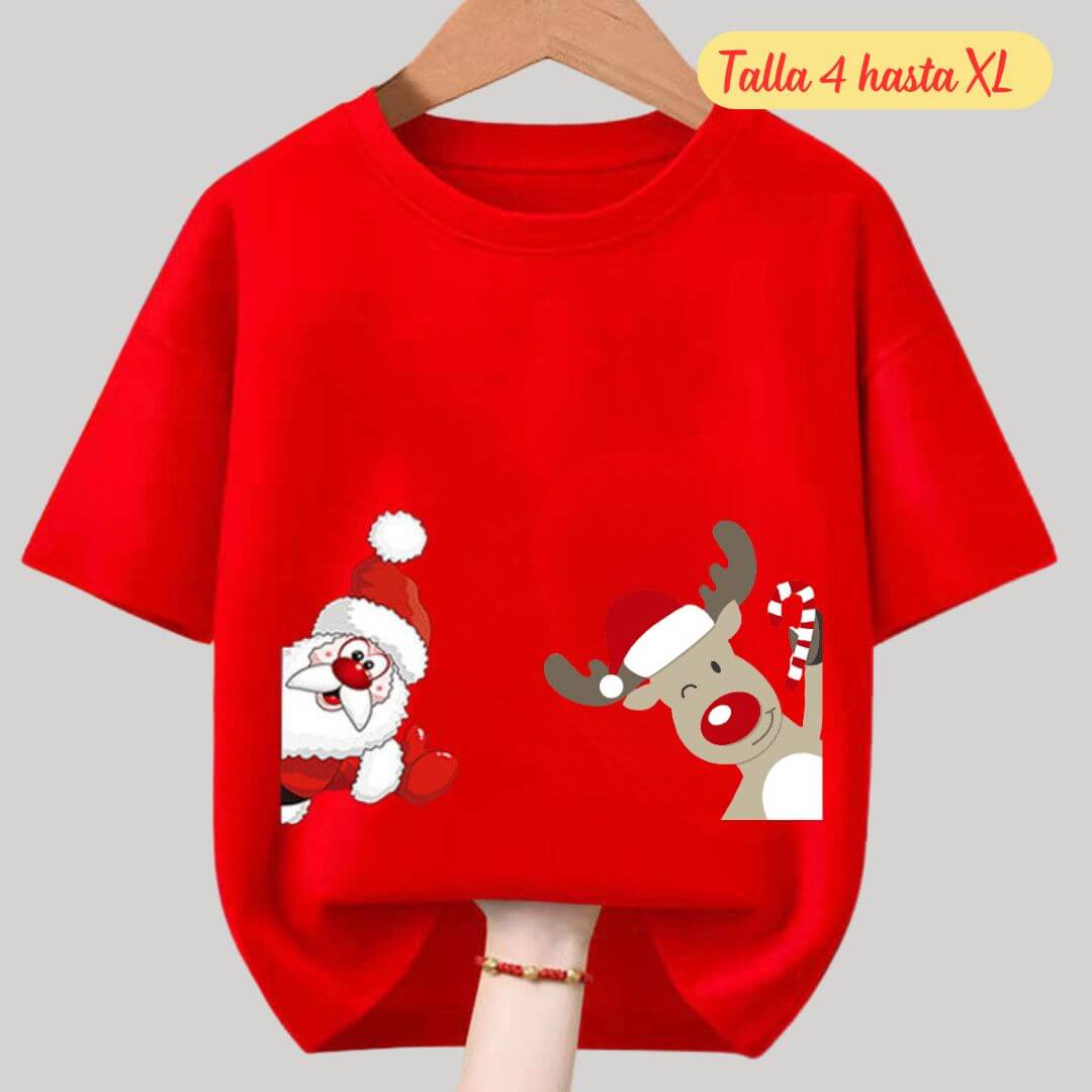 POLOS NAVIDAD PAPA NOEL  ROJO POLO NAVIDEÑO - TALLAS 4 HASTA XL - 1