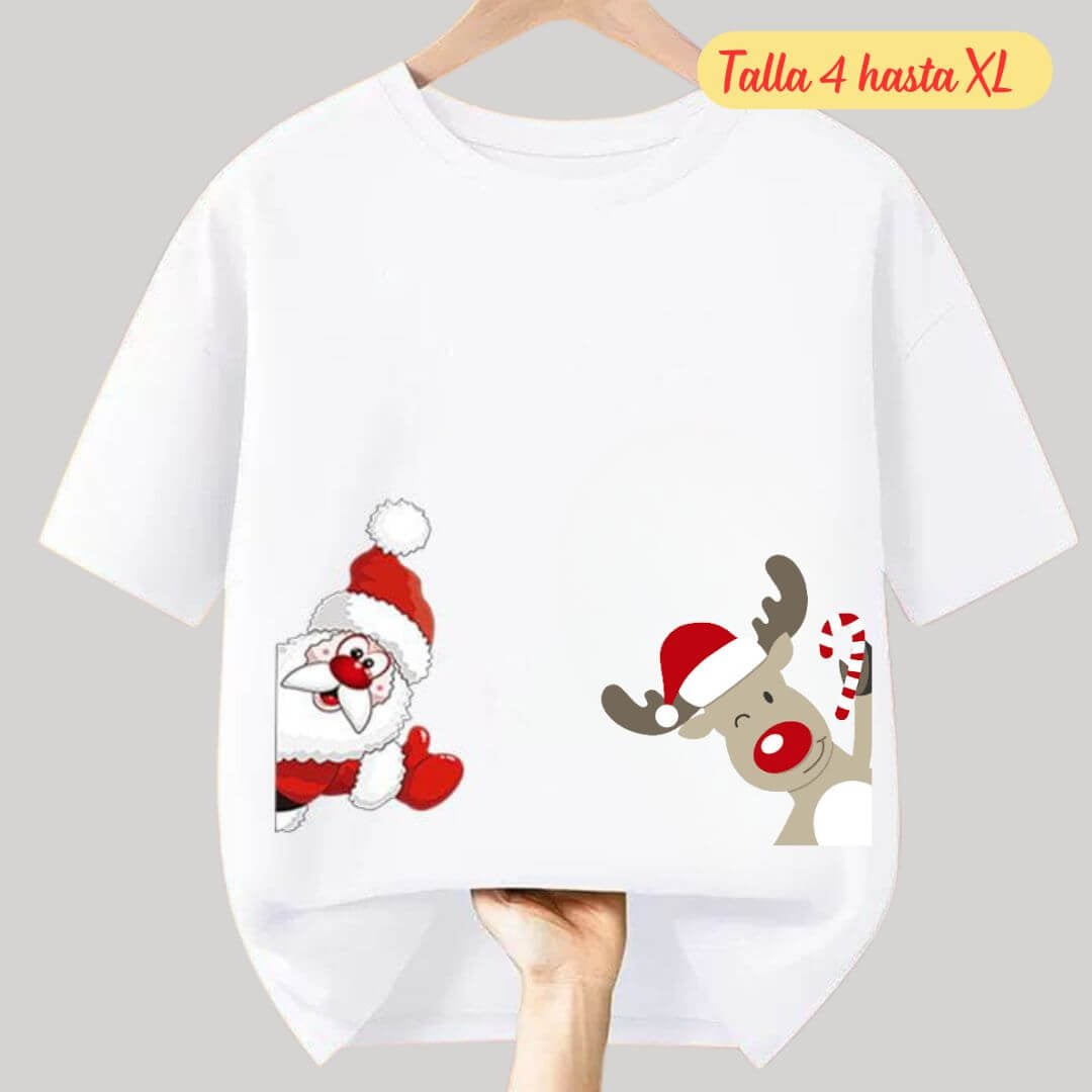 POLOS NAVIDAD PAPA NOEL  BLANCO POLO NAVIDEÑO - TALLAS 4 HASTA XL - 1