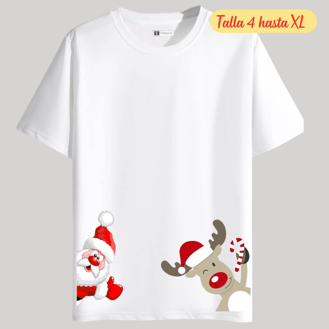 POLOS NAVIDAD PAPA NOEL  BLANCO POLO NAVIDEÑO - TALLAS 4 HASTA XL - 2