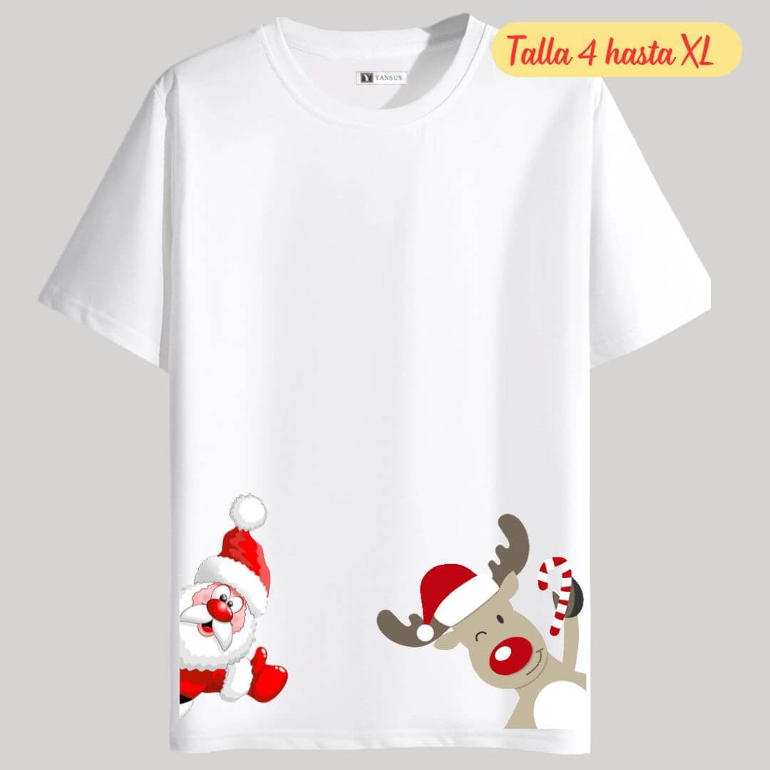 POLOS NAVIDAD PAPA NOEL  BLANCO POLO NAVIDEÑO - TALLAS 4 HASTA XL - 2