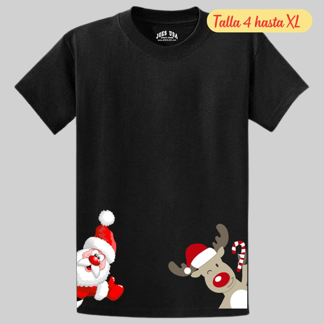 POLOS NAVIDAD PAPA NOEL NEGRO POLO NAVIDEÑO - TALLAS 4 HASTA XL - 2