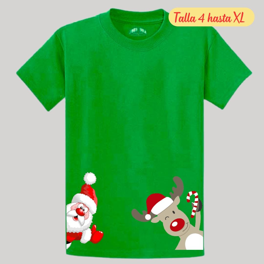 POLOS NAVIDAD PAPA NOEL  VERDE POLO NAVIDEÑO - TALLAS 4 HASTA XL - 2