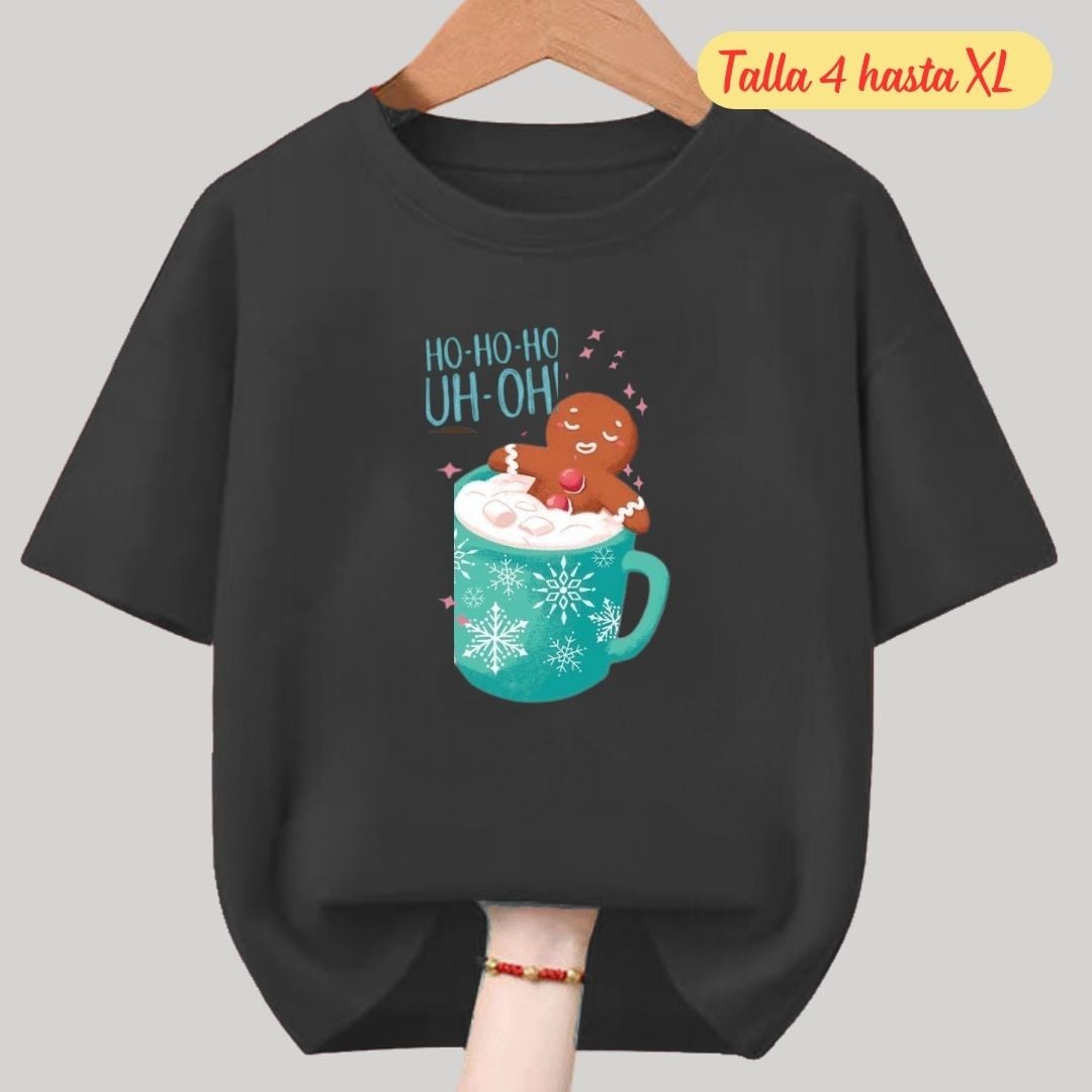 POLO DE NAVIDAD JENGIBRE  NEGRO POLO NAVIDEÑO - TALLAS 4 HASTA XL - 1