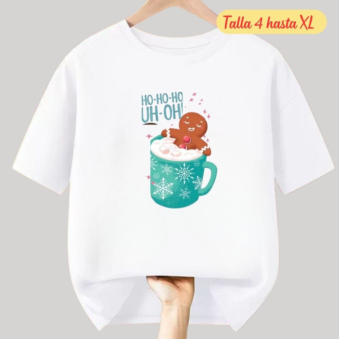 POLO DE NAVIDAD JENGIBRE BLANCO POLO NAVIDEÑO - TALLAS 4 HASTA XL - 1