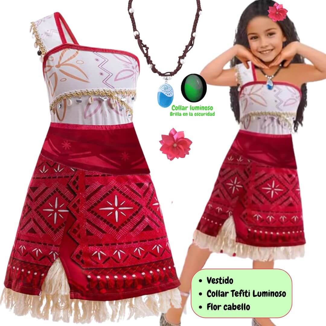 DISFRAZ ALGODÓN NIÑA ROJO MOANA 2 VESTIDO - 1