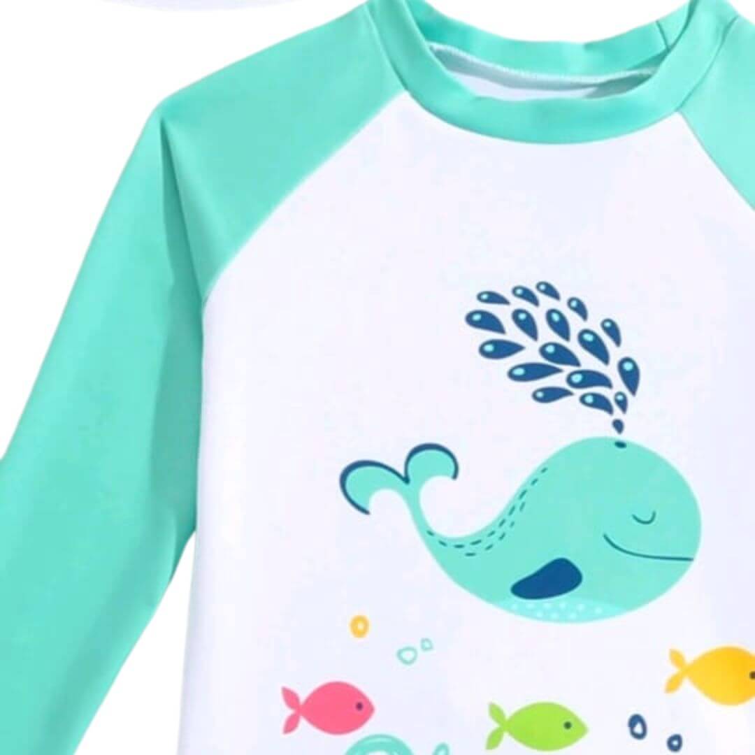 TRAJE BAÑO CORTO NIÑO NATACION UPF 50 ROPA BAÑO BALLENA - 3